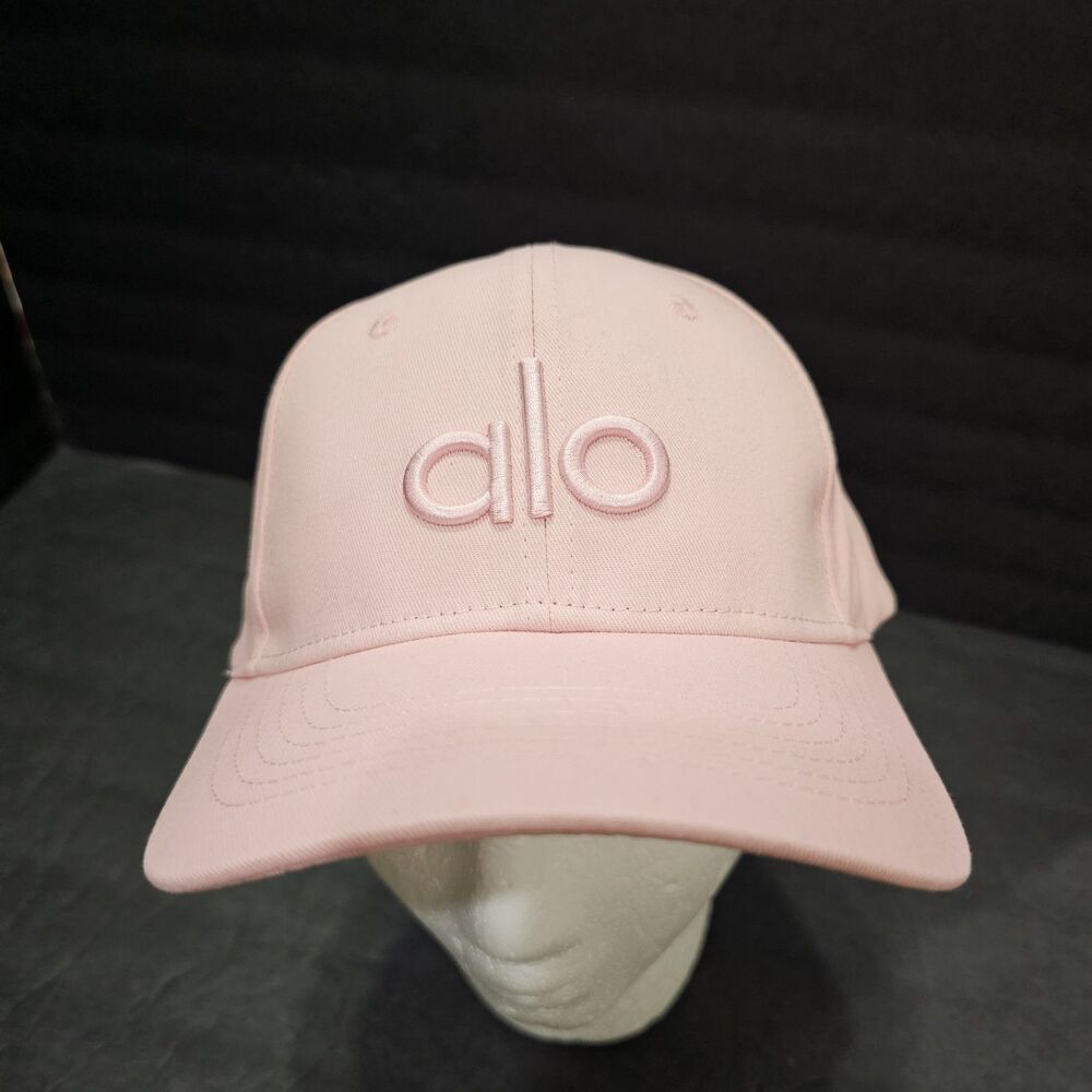Alo Yoga Pink Adjustable Baseball Cap Sports Curved Brim Embroidered Logo